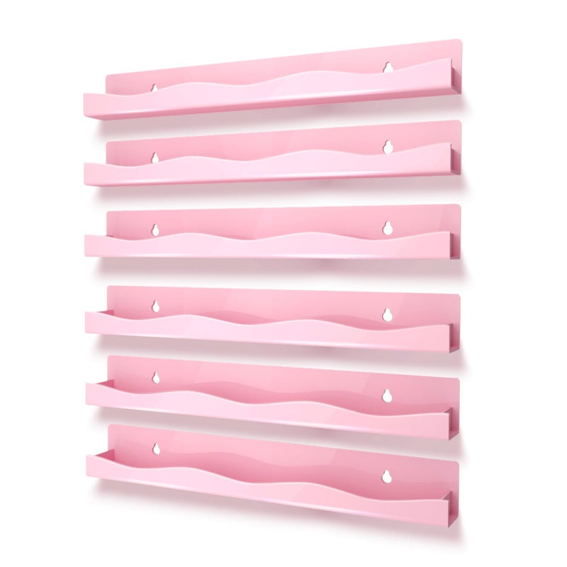 YMVV 6 Pack Nail Polish Wall Mounted Shelf15 Inch Nail Polish Floating Shelves for 6690 Bottles MultiPurposeIdeal Gift Great Display for Salons RetailersPink